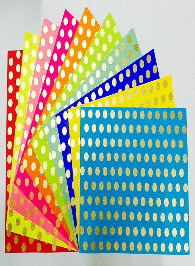 Abaj Pack of 10 A4 Size Craft Paper Sheets with Single Side Design Pattern (Big Dots) - Image 1